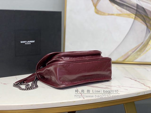 YSL爆款女士包包 聖羅蘭經典款油蠟抓皺牛皮小號郵差包 YSL肩背斜挎包 533037  jjh1106